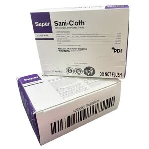 set of 2 Super Sani-Cloth Germicidal Wipes Large Disposable Disinfectant Wipes